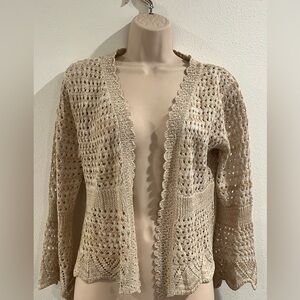 New, Large Tan short Knitted Cardigan Sweater